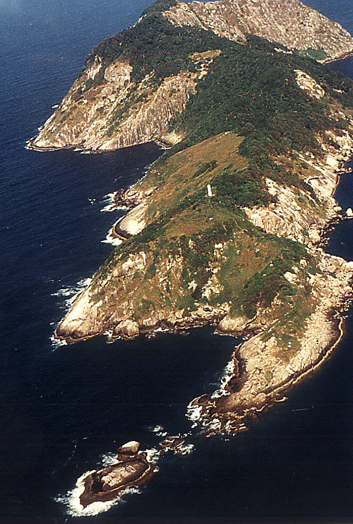 Queimada Grande seen from the mainland coast at Itanhaém